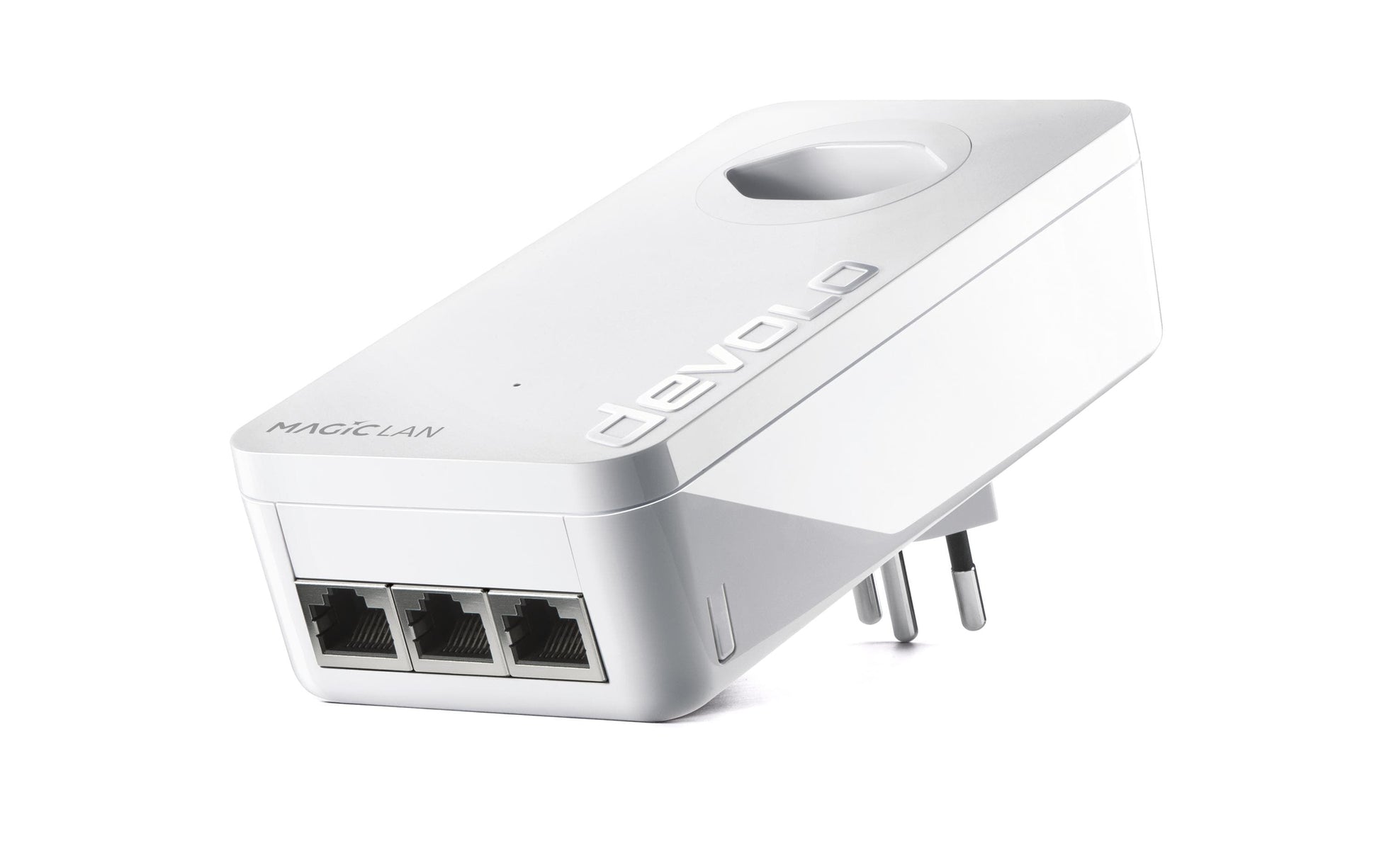 Devolo Magic 2 LAN triple – Powerline-Adapter (G.hn) 2,4 Gbit/s, 3× 1G RJ-45, mit Steckdose, weiss