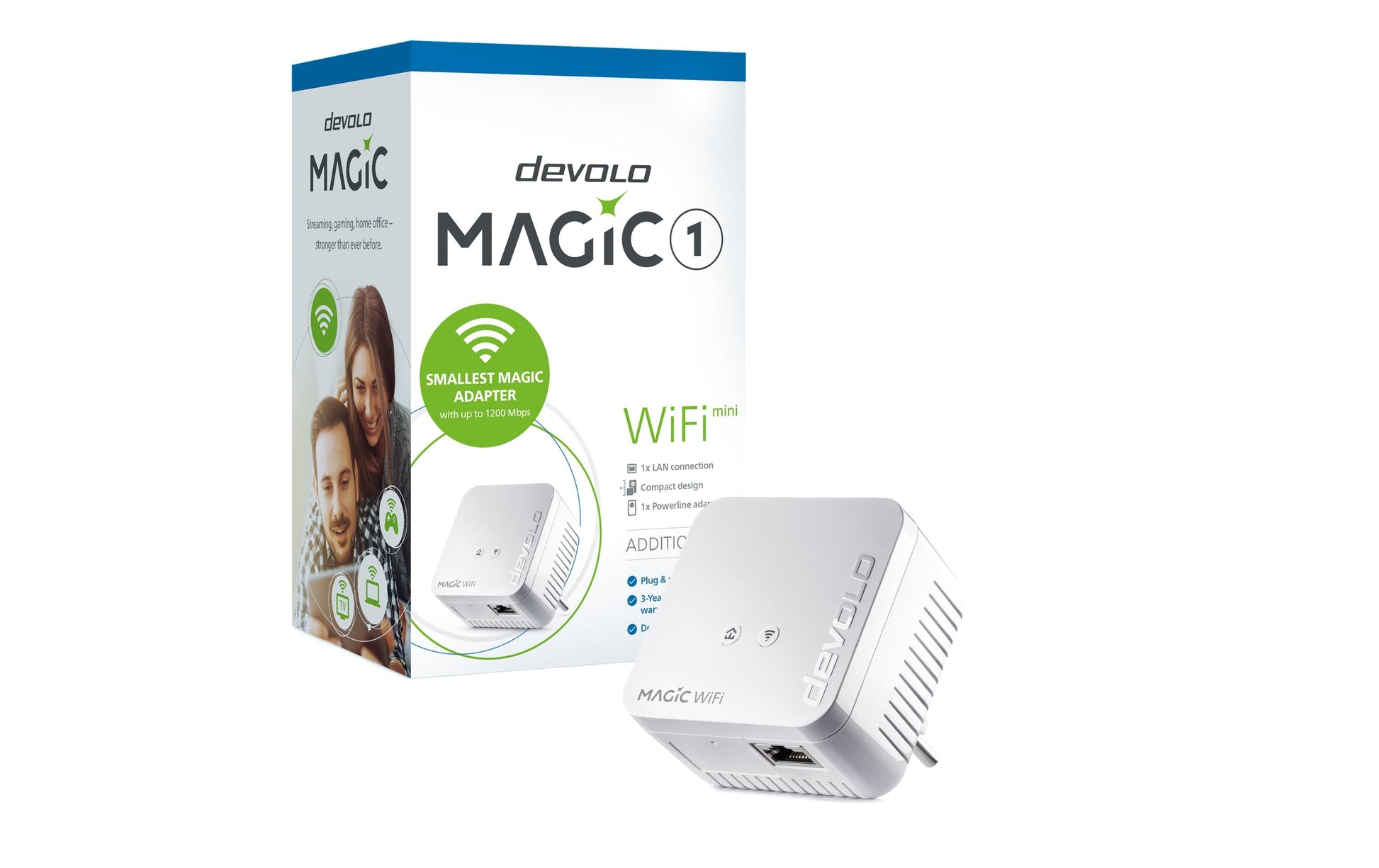 Devolo Magic 1 WiFi mini Powerline-Adapter – Powerline 1200 Mbit/s, Wi-Fi 4 – für devolo Magic