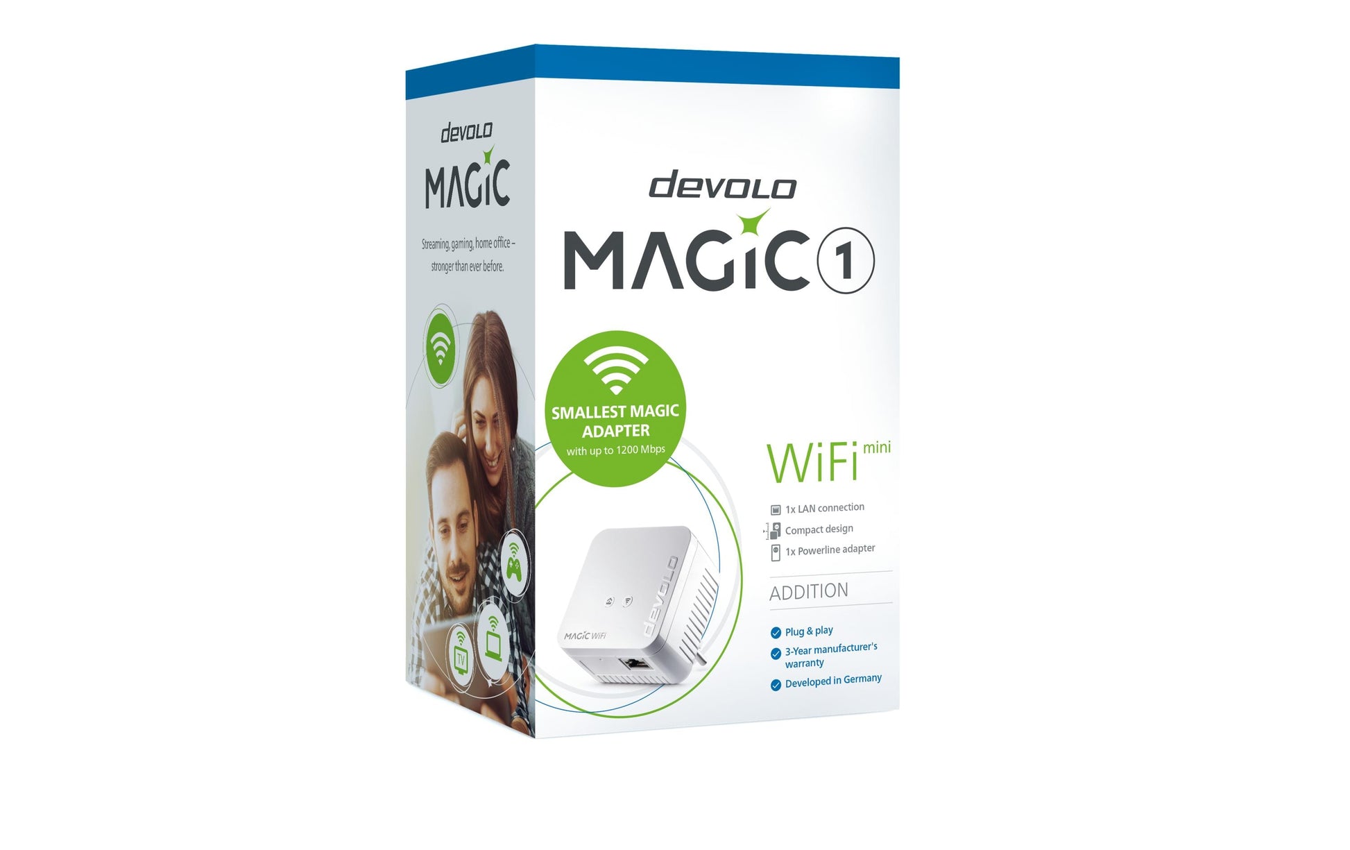 Devolo Magic 1 WiFi mini Powerline-Adapter – Powerline 1200 Mbit/s, Wi-Fi 4 – für devolo Magic