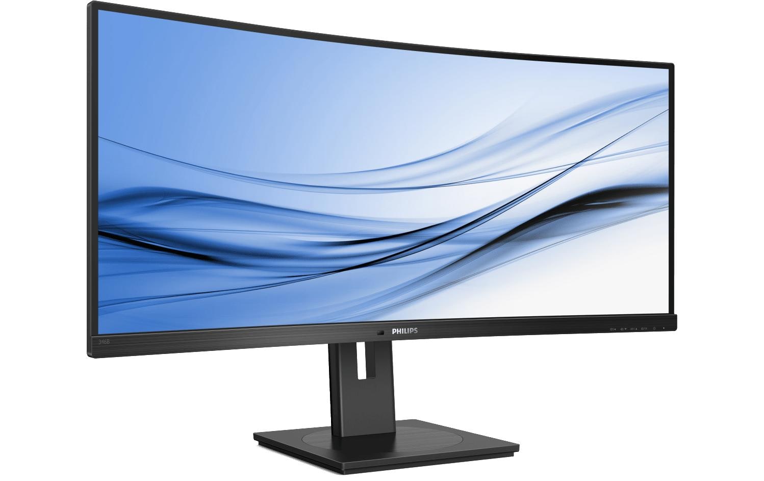 Philips 346B1C/00 – Monitor, 34", VA, 100 Hz, 300 cd/m², KVM, USB-C, Gebogen, VESA 100 × 100, Schwarz