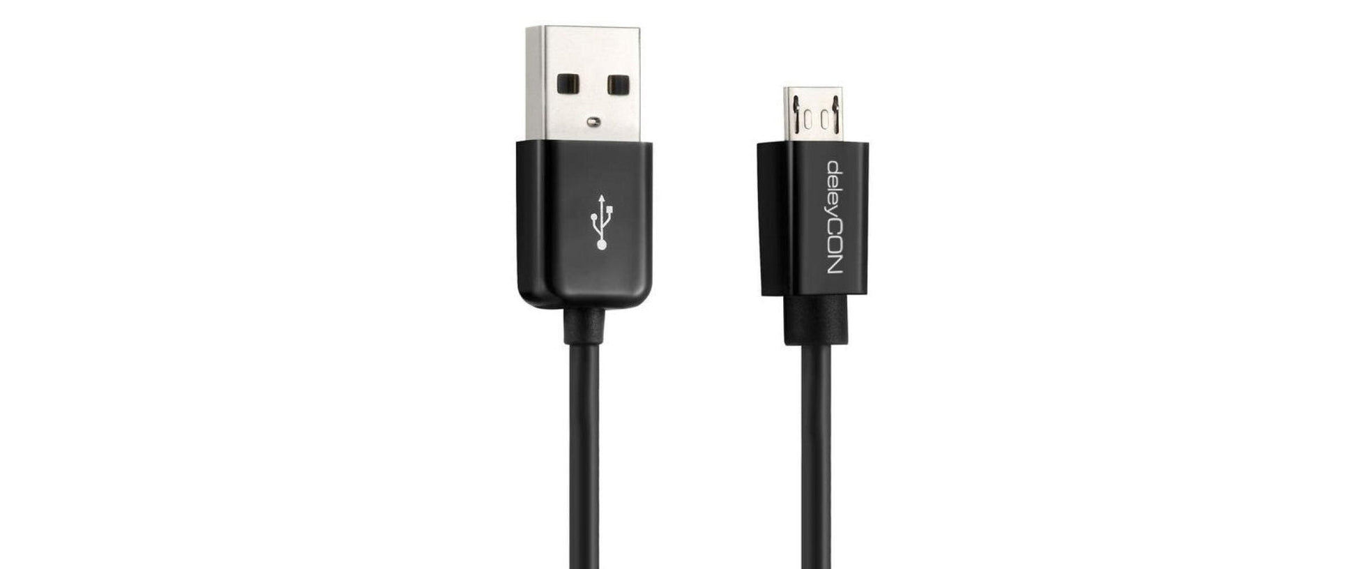 deleyCON USB-A auf Micro-USB-B Kabel – USB 2.0 (480 Mbit/s) – 0,5 m – Schwarz – für Galaxy S5 und mehr