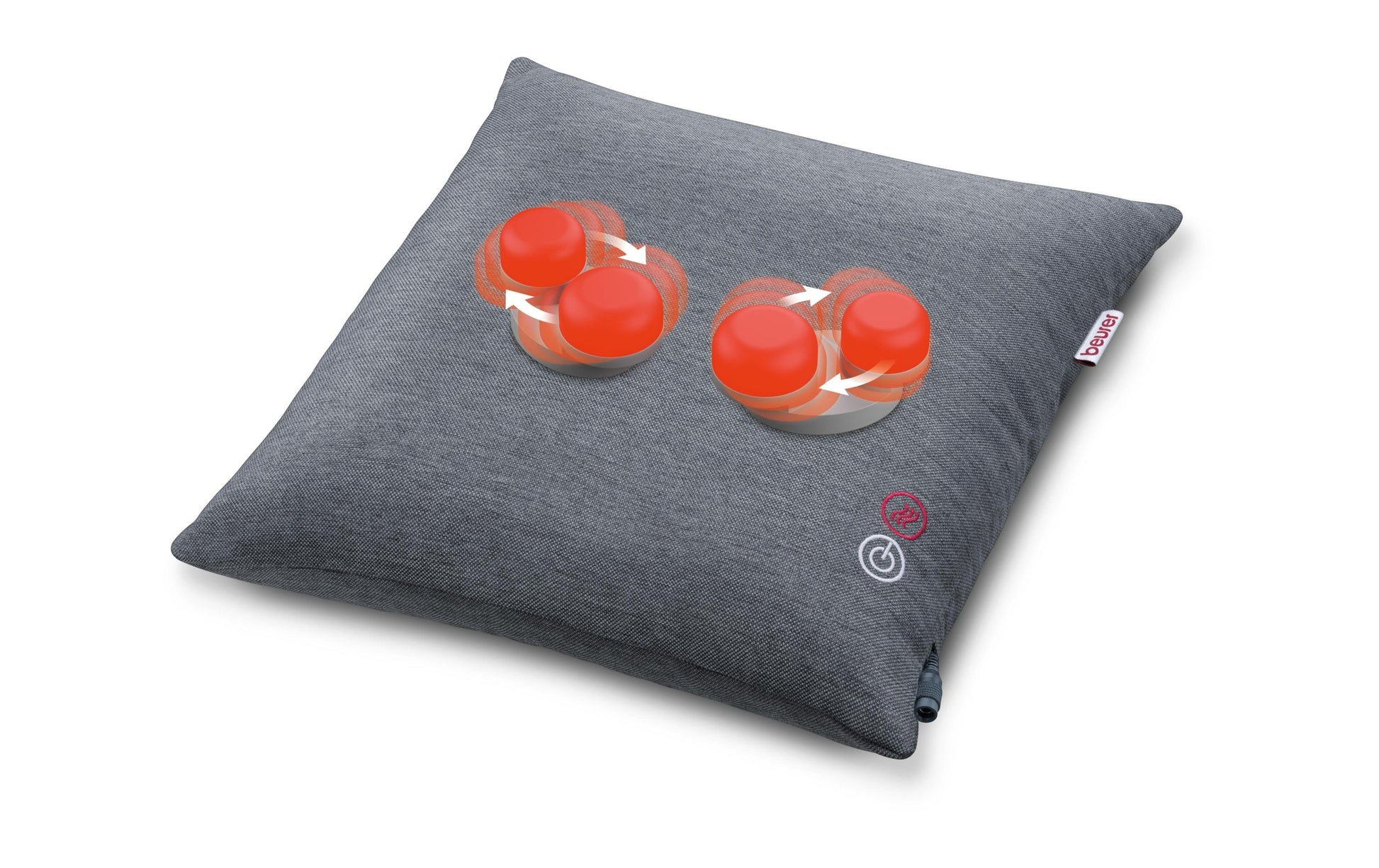 Beurer Massagekissen – grau, 400 × 100 × 400 mm (B×H×T), 1800 g, Shiatsu, mit Wärmefunktion, für Nacken