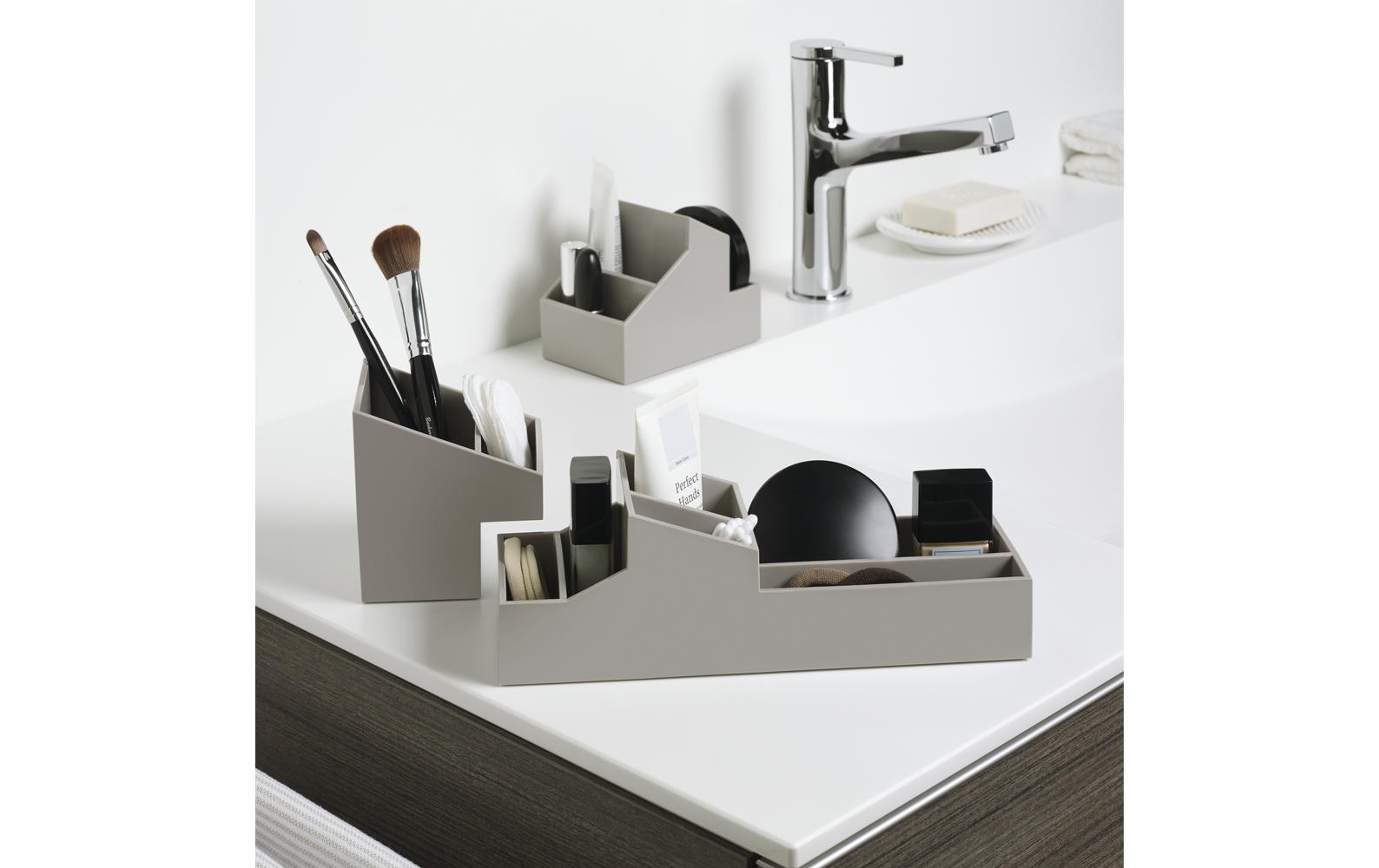 Spirella Aufbewahrungsbox (Bad) Skyline – Kunststoff, 30,7×10×8,5 cm, freistehend, Graubraun