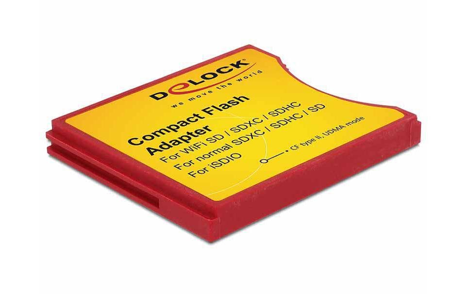 DeLOCK 62542 CF Typ II zu SD Adapter – für SD/SDHC/SDXC – Rot