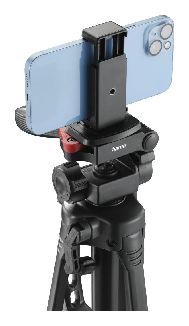 Hama Star 153 3D Dreibeinstativ – bis 153 cm, 3 kg – 1/4" Gewinde – Smartphone-Haltebreite 5,8–8,3 cm – Schwarz