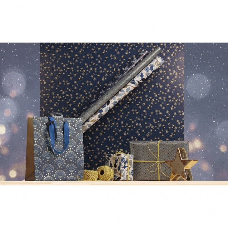 Clairefontaine Geschenkpapier Sternnacht, beschichtet – 70 cm × 2,0 m – 80 g/m² – 1 Stk. – Weihnachten