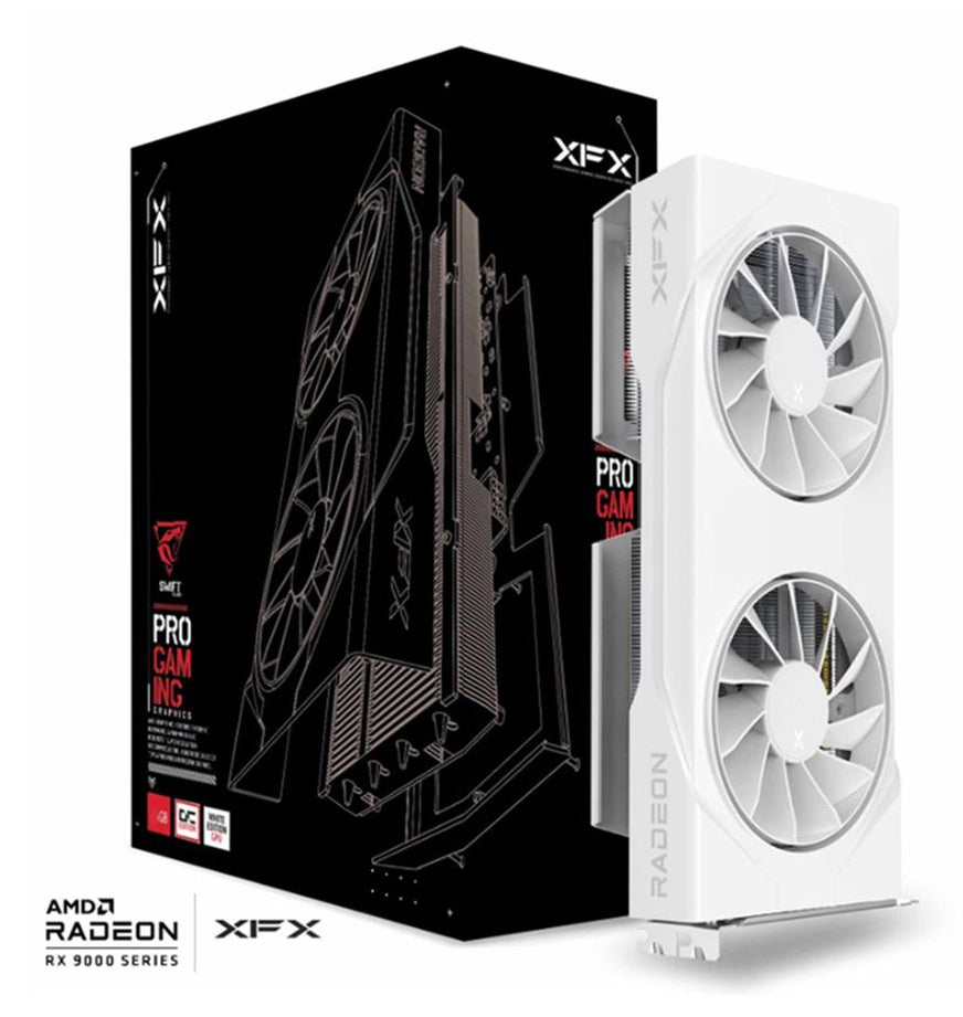 XFX Radeon RX 9060 XT – Grafikkarte – 8 GB GDDR6, PCIe 5.0 x16, 2×DP, 1×HDMI 2.1, 2 Lüfter, Weiss
