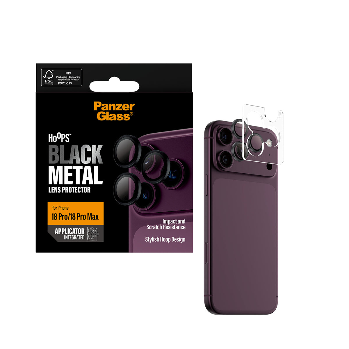 PanzerGlass Hoops – Kameraschutz – für iPhone 18 Pro, iPhone 18 Pro Max – Schwarz