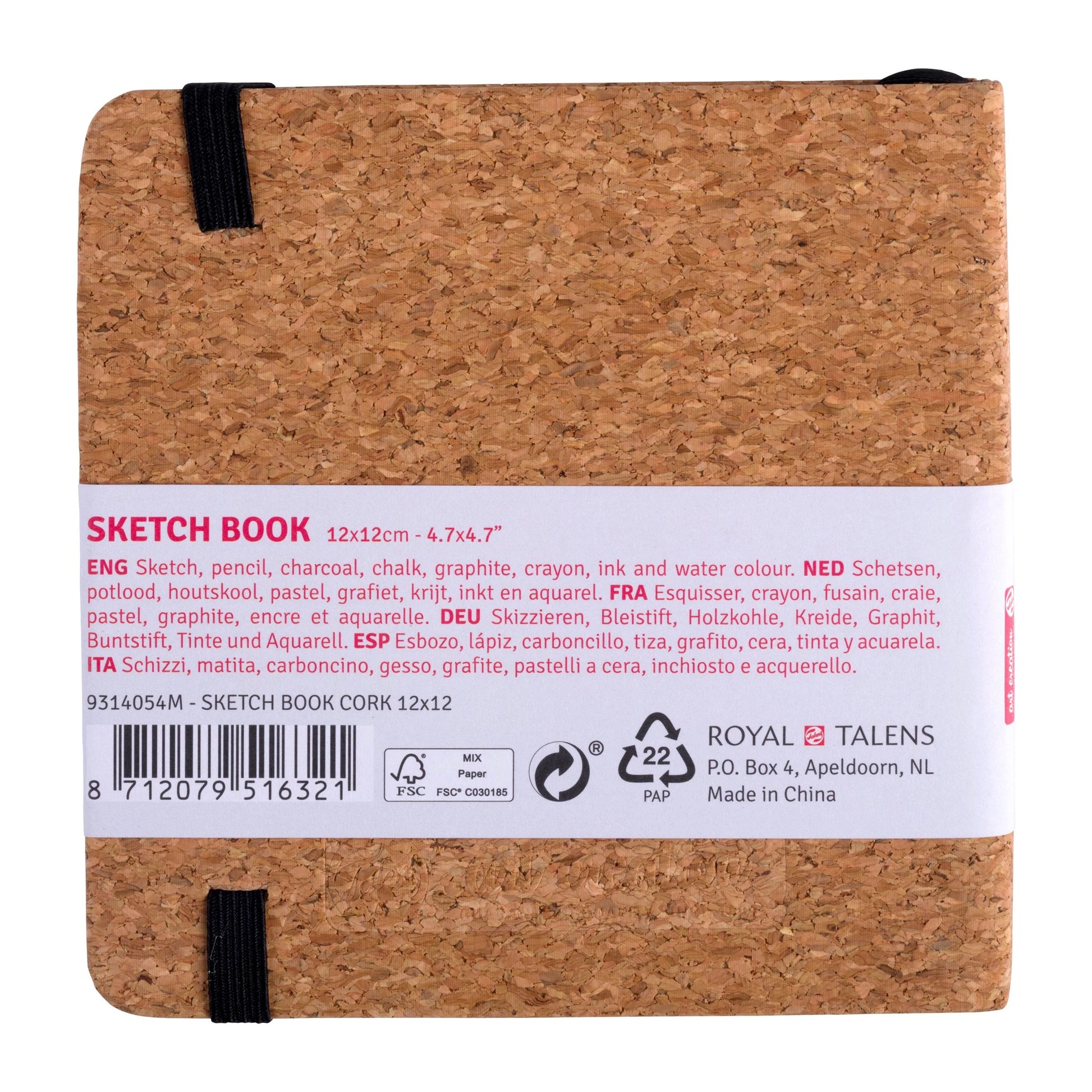 Talens Art Creation – Skizzenbuch, 12 × 12 cm, 140 g/m², 160 Seiten, mit Gummiband, Hardcover, säurefrei