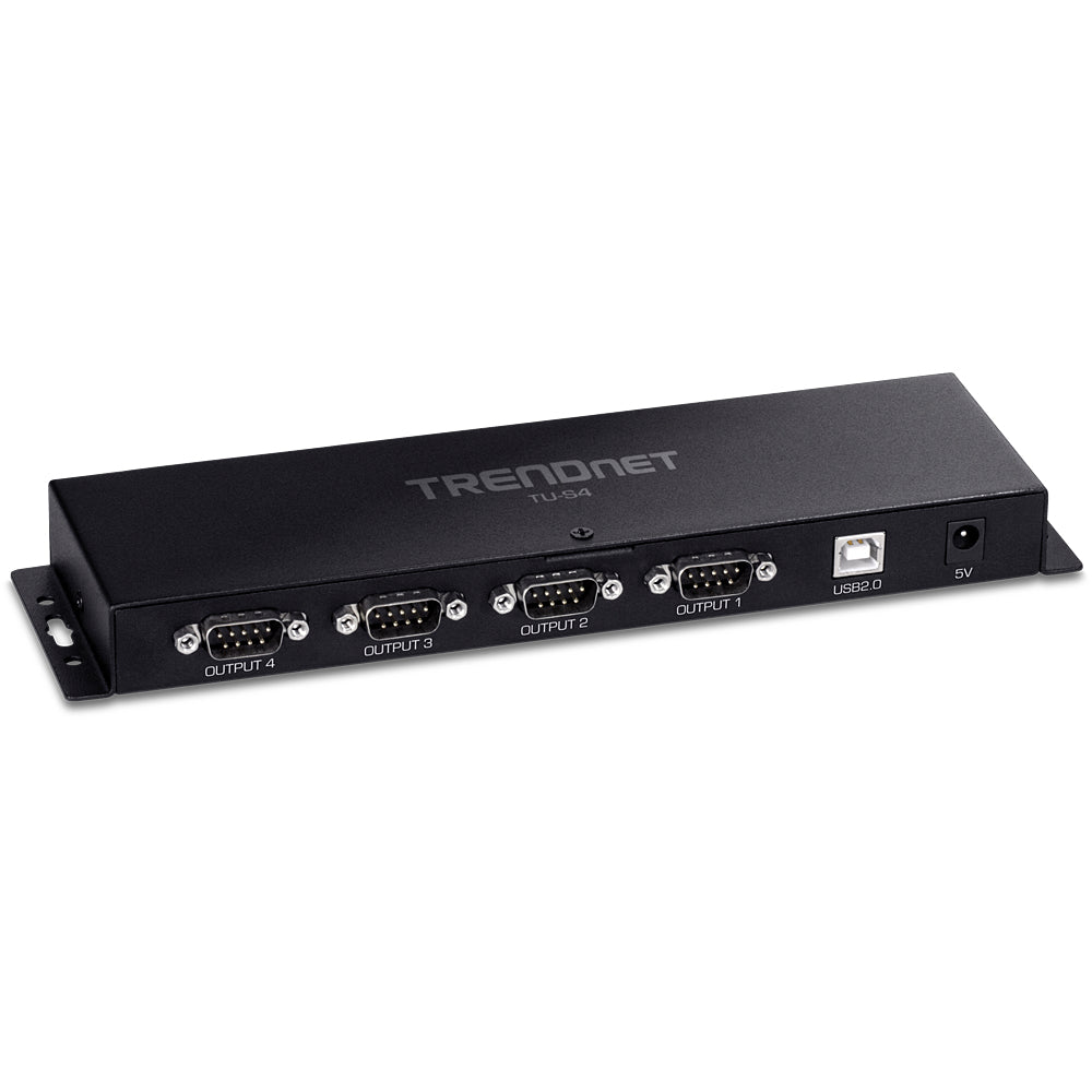 Trendnet TU-S4 USB-Seriell Kabel USB-A zu RS-232 – 4× RS-232, 1 m, Treiber, Netzteil – für Windows, Mac
