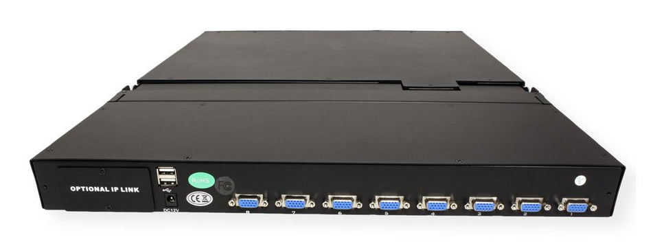 VALUE 19" Rack-LCD-Konsole – 8-Port VGA KVM, 1366 × 768, USB 2.0-Hub, FR-Tastatur – 1U