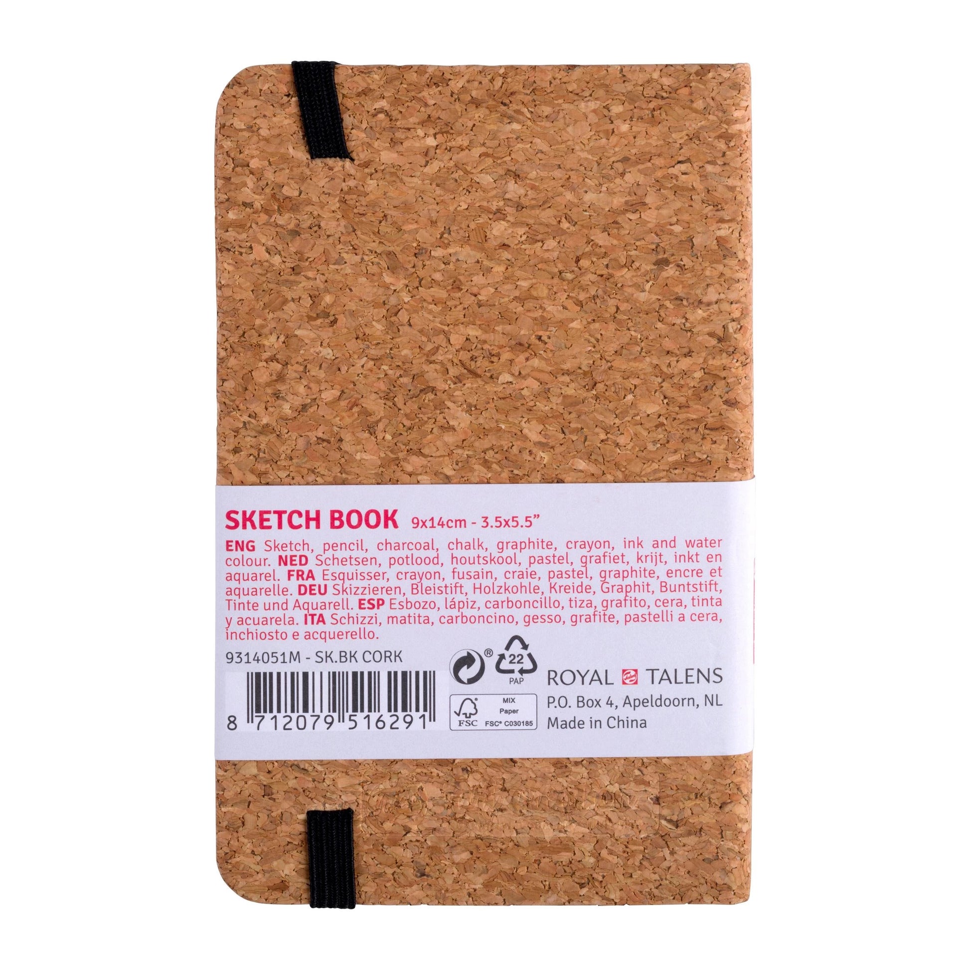 Talens Skizzenbuch, 9 × 14 cm, 140 g/m², 160 Seiten, braun, mit Gummiband, Hardcover, säurefrei