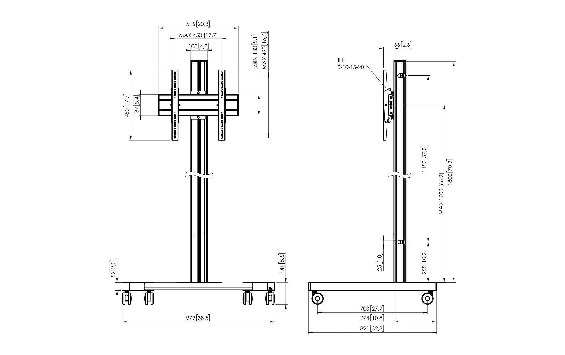 Vogel's Vogels 6VO T1844B – Wandhalterung, für 41", VESA 400×400, bis 80 kg, höhenverstellbar