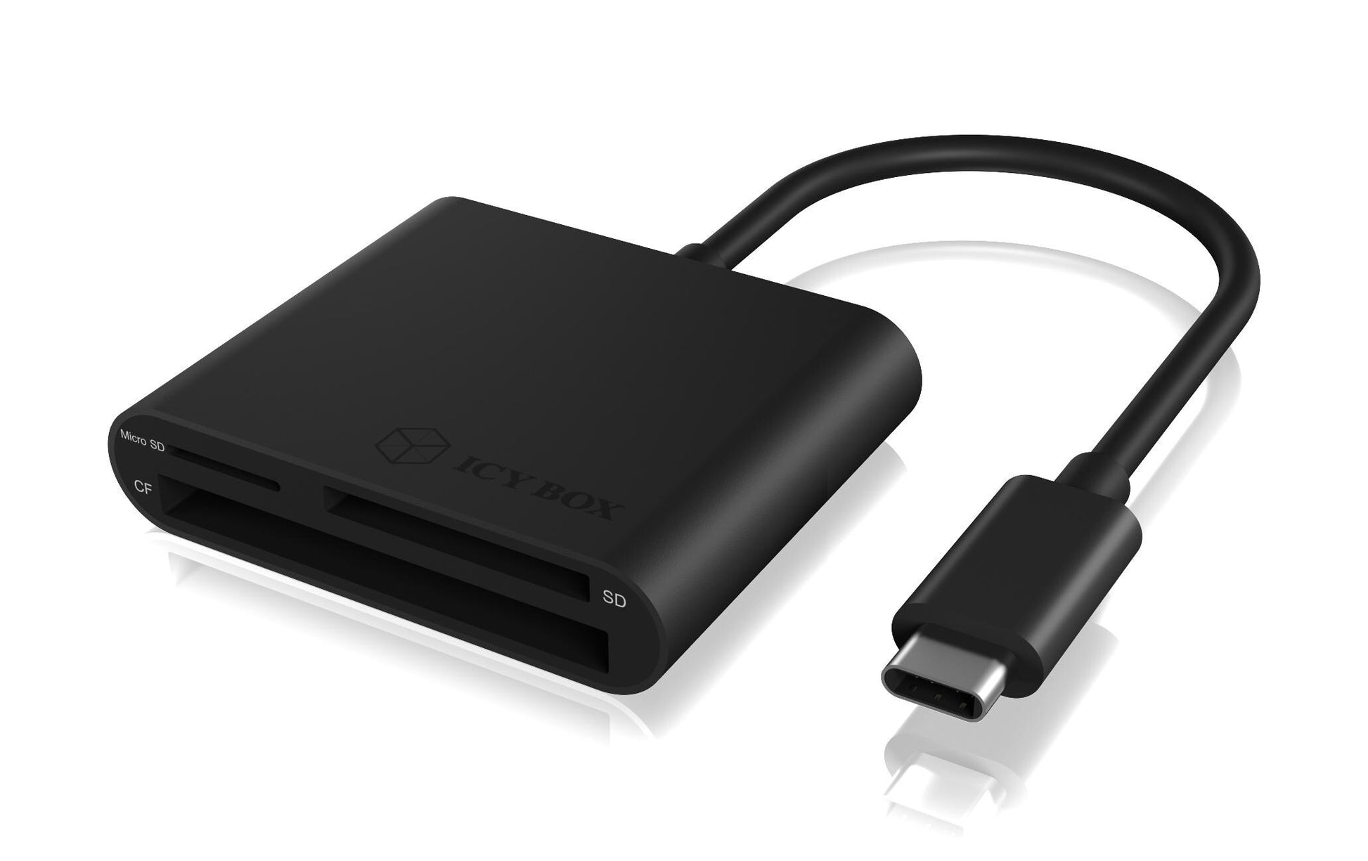 ICY BOX IB-CR301-C3 Kartenleser – CF/SD/microSD, 3 Slots, USB 3.2 Gen 1 (5 Gbit/s, USB-C), Schwarz