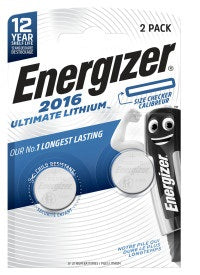 Energizer Knopfzellen CR2016, Lithium-Mangandioxid, 3 V – 2 Stk.