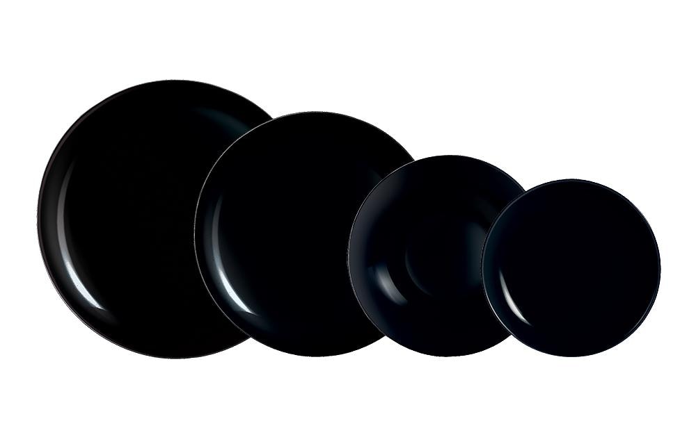Arcoroc Speiseteller Evolution – 6er Set, Ø 25 cm, Glas, Schwarz, spülmaschinenfest