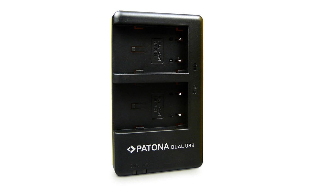 PATONA NB-2L Ladegerät – 2× Ladefächer – für Canon PowerShot S30, PowerShot S40, PowerShot S45