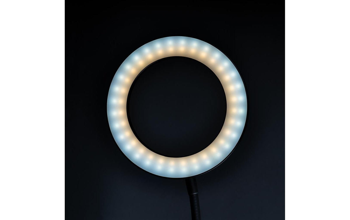 Dörr NP-550 LED-Ringleuchte – 3200–5600 K, dimmbar – 280 lx – Akku – für FLP 56 Blitz, LED-Kopf – Schwarz