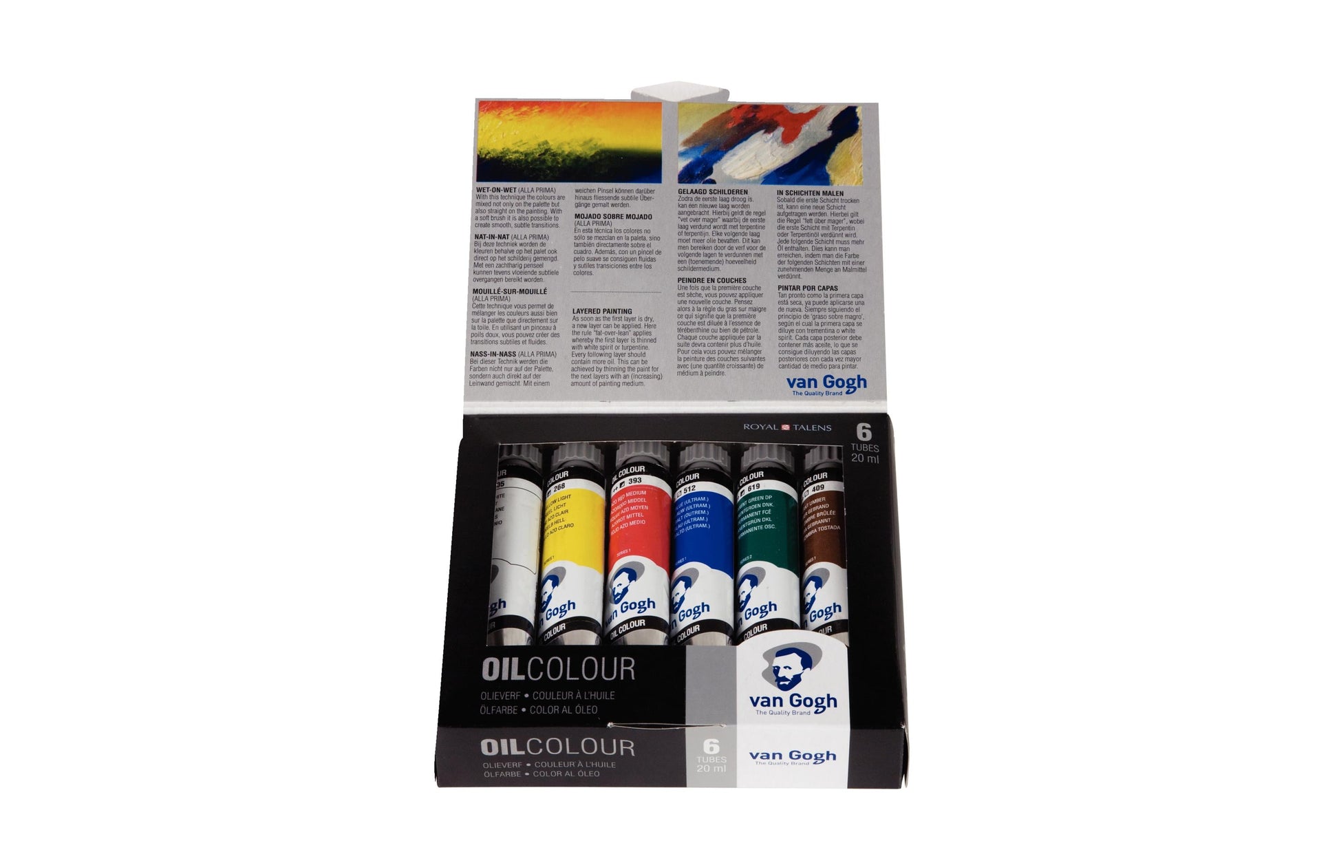 Van Gogh Ölfarbe – Blau/Grün/Rot/Umbra/Weiss/Gelb – 6 Farben, 6×20 ml (120 ml)