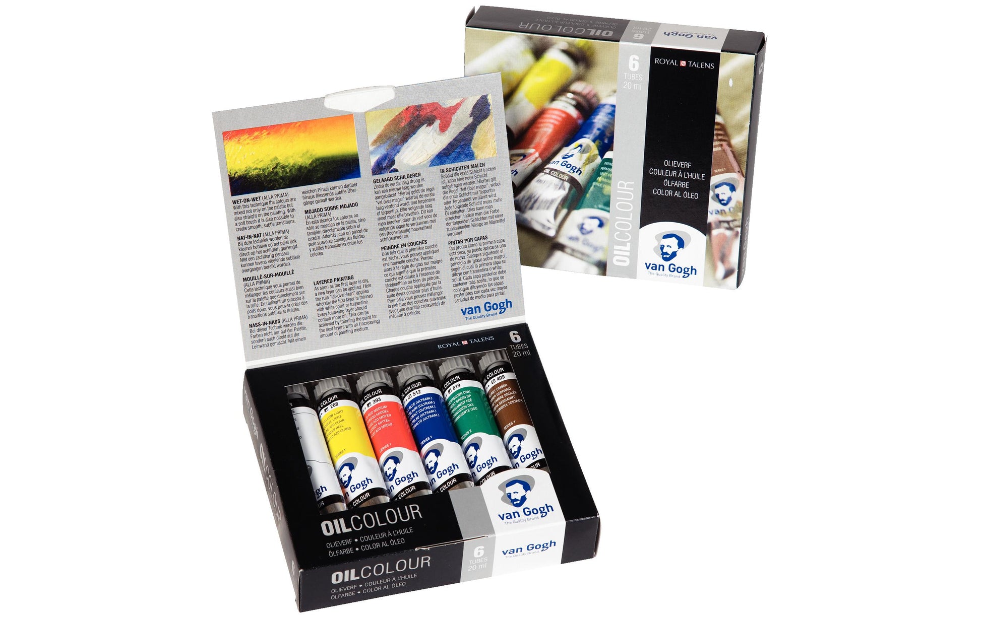 Van Gogh Ölfarbe – Blau/Grün/Rot/Umbra/Weiss/Gelb – 6 Farben, 6×20 ml (120 ml)