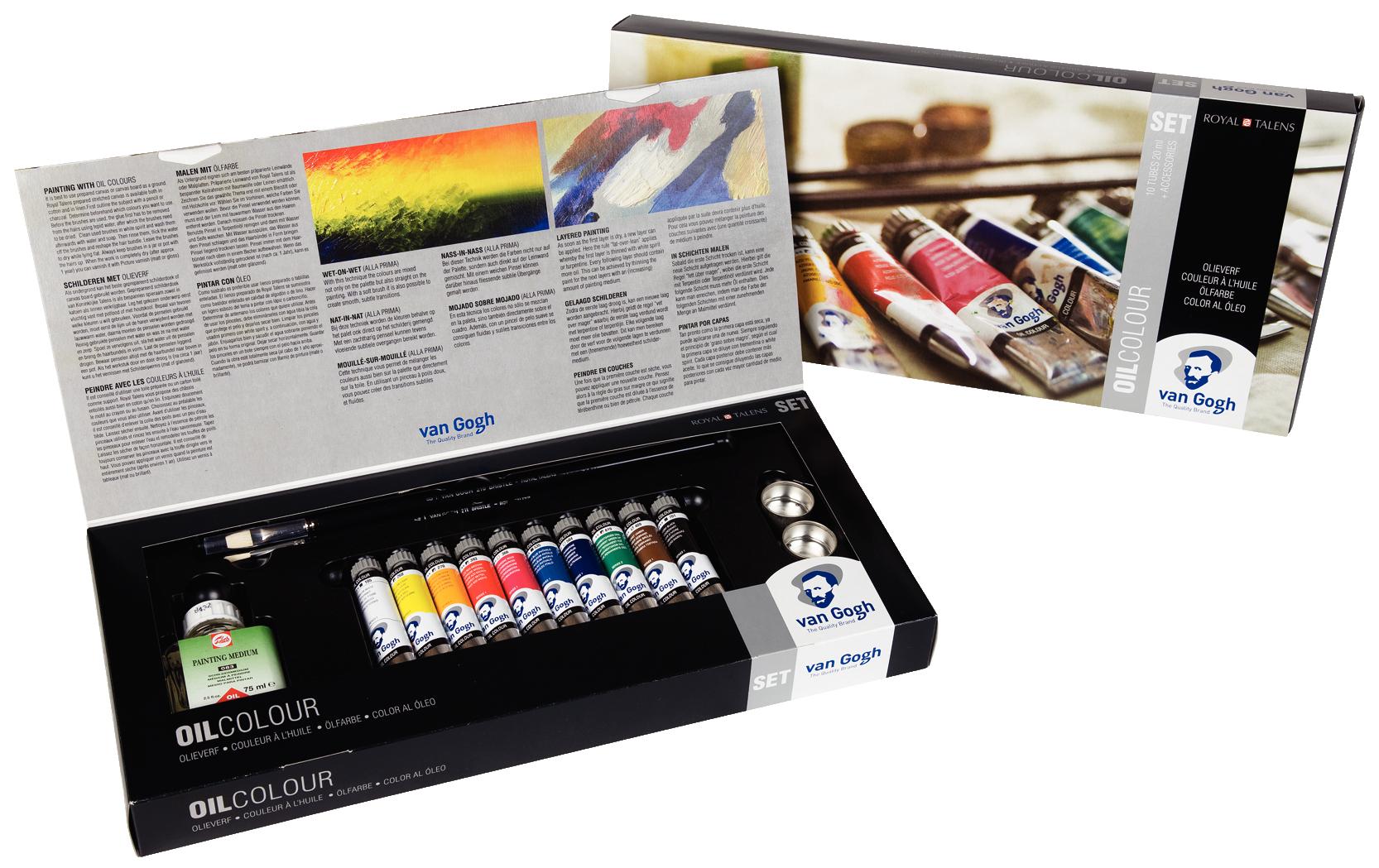 Van Gogh Ölfarbe – Set – 10 Farben, 10 × 20 ml, inklusive Pinsel, inklusive Verdünner 75 ml