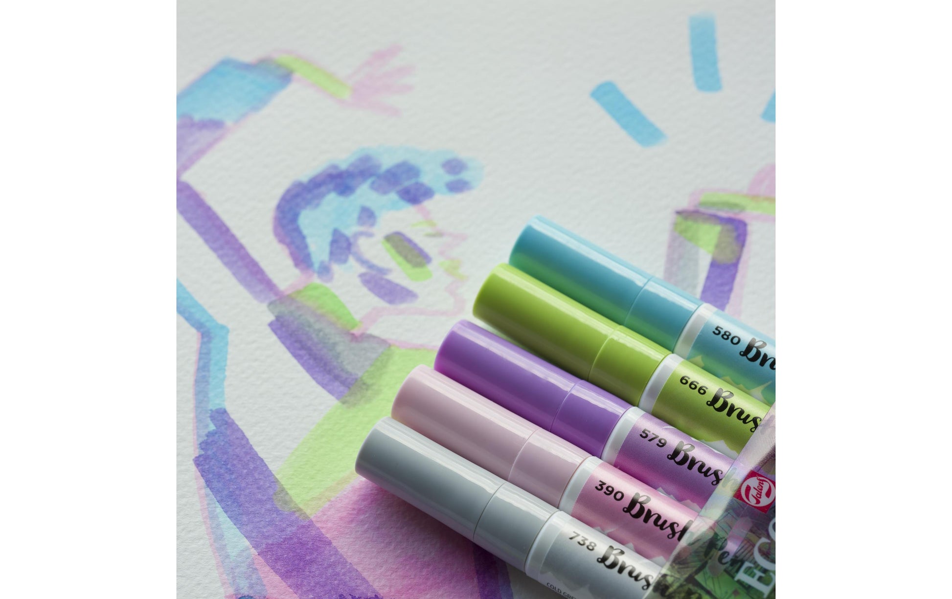 Talens Ecoline Brush Pen Pastell – Pinselspitze, wasservermalbar, 5 Farben