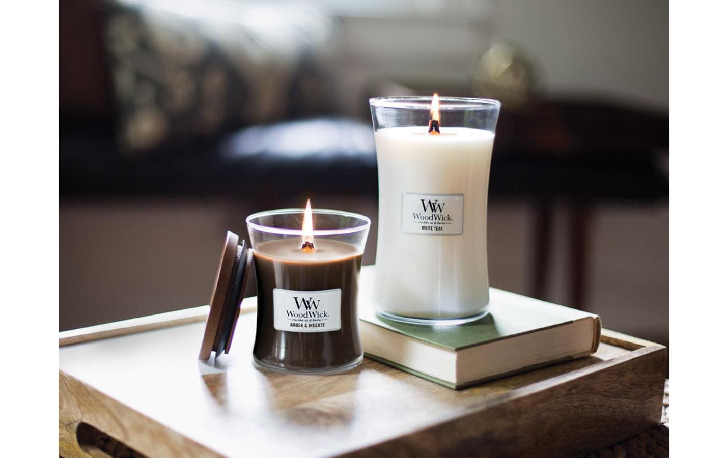 WoodWick Duftkerze – Jasmin – Ø 9,9 × 11,4 cm