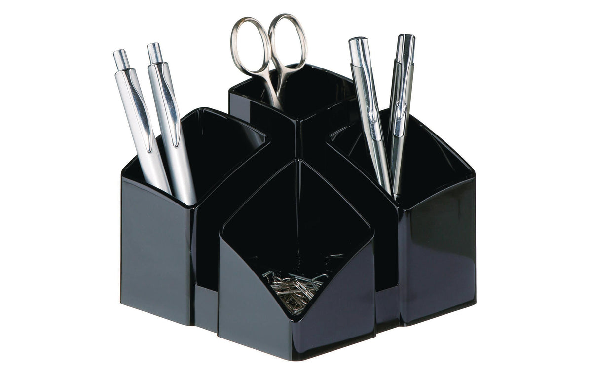 HAN Stiftehalter – 4 Fächer, Polystyrol (PS), schwarz, 125 × 100 × 125 mm