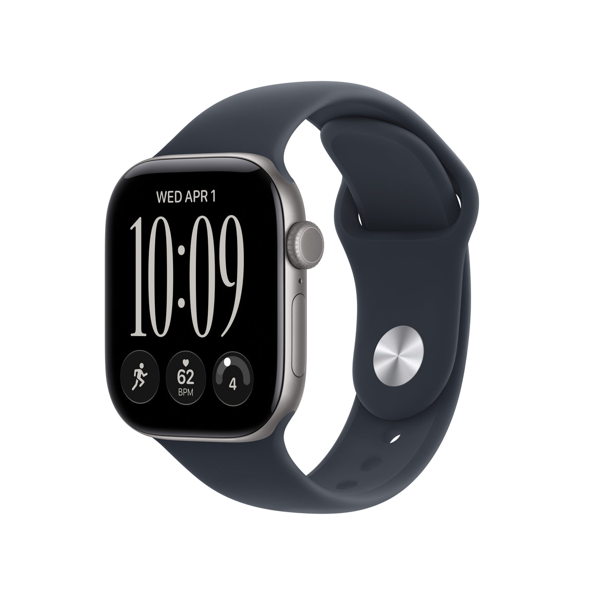Apple Watch Series 12 42 mm GPS – Aluminium Grau, Sportarmband, Navyblau, M/L, 50 m, für iPhone