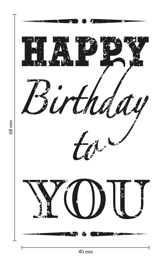 Colop Stempel Vintage – Motivstempel, Holz, Motiv Happy birthday to you, Abdruck 70 × 42 mm