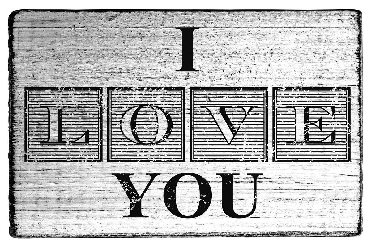 Colop Stempel Vintage – Motivstempel, Holz, Motiv I love you, Abdruck 70 × 42 mm