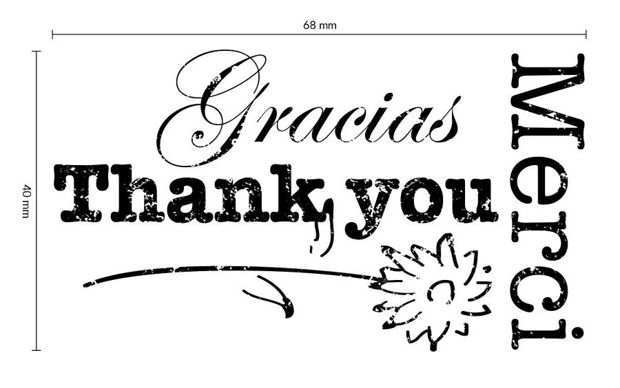 Colop Stempel – Merci Gracias Thank you, Vintage – Holz – 70 × 42 mm