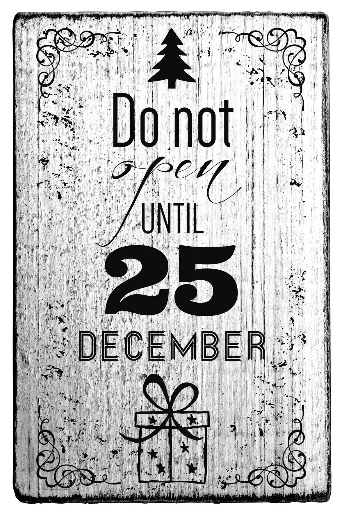 Colop Stempel Vintage – Motivstempel, Holz, Motiv Do not open until 25, Abdruck 70 × 42 mm