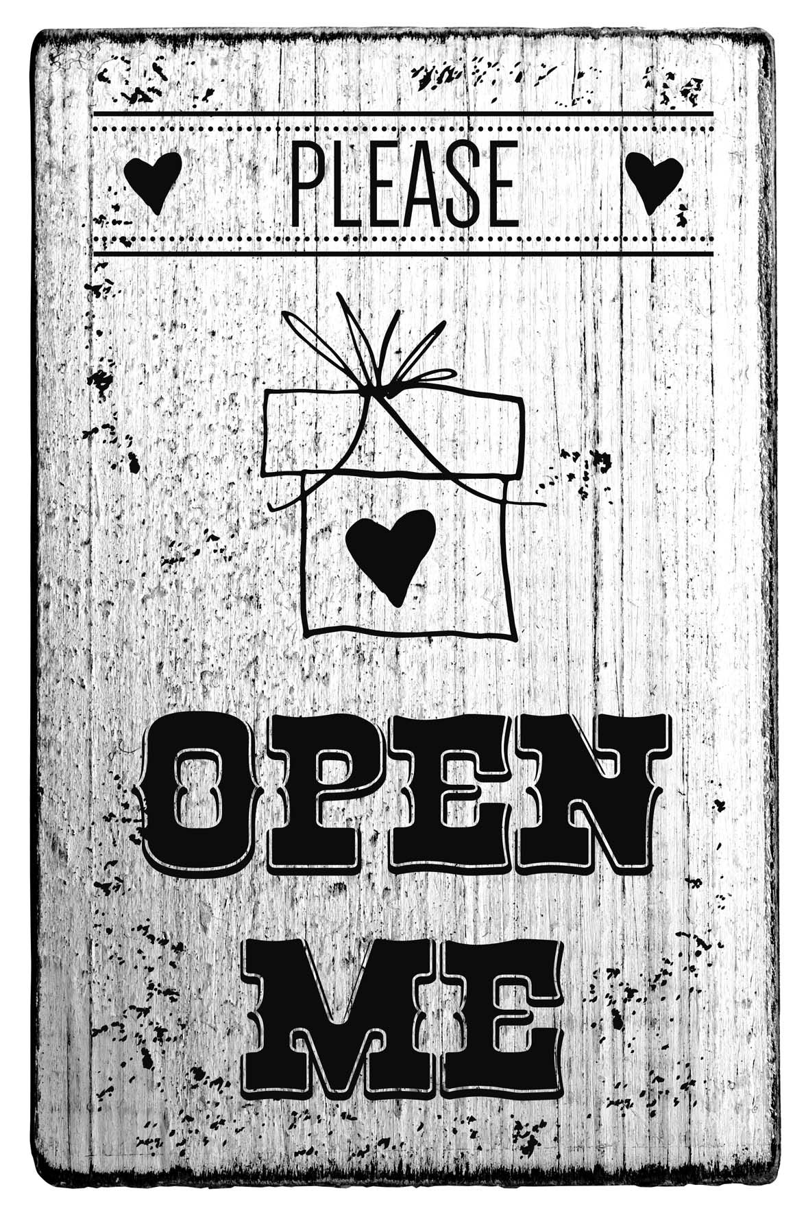 Colop Stempel Vintage – Motivstempel, Holz, Motiv Please open me, Abdruck 70 × 42 mm