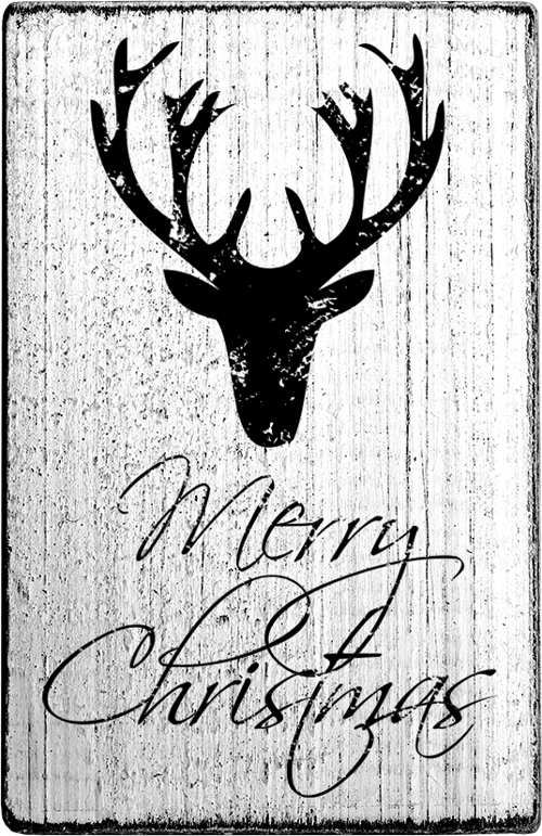 Colop Stempel Vintage – Motivstempel, Holz, Motiv Merry Christmas - Hirschkopf, Abdruck 70 × 42 mm