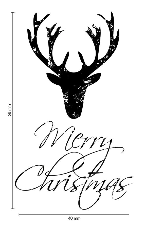 Colop Stempel Vintage – Motivstempel, Holz, Motiv Merry Christmas - Hirschkopf, Abdruck 70 × 42 mm