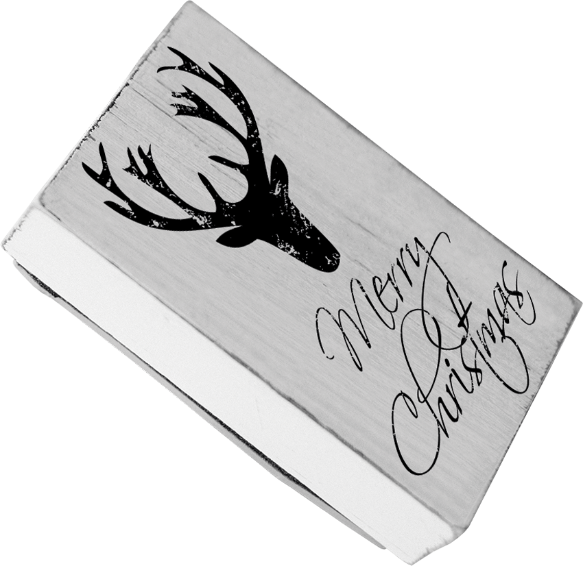 Colop Stempel Vintage – Motivstempel, Holz, Motiv Merry Christmas - Hirschkopf, Abdruck 70 × 42 mm