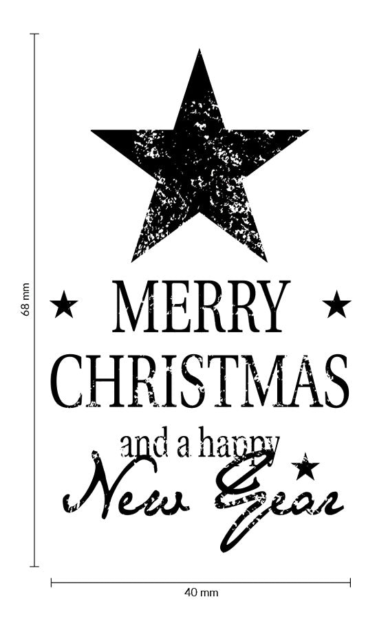Colop Vintage – Motivstempel, Holz, Motiv Merry Christmas and a Happy New Year, Abdruck 70 × 42 mm