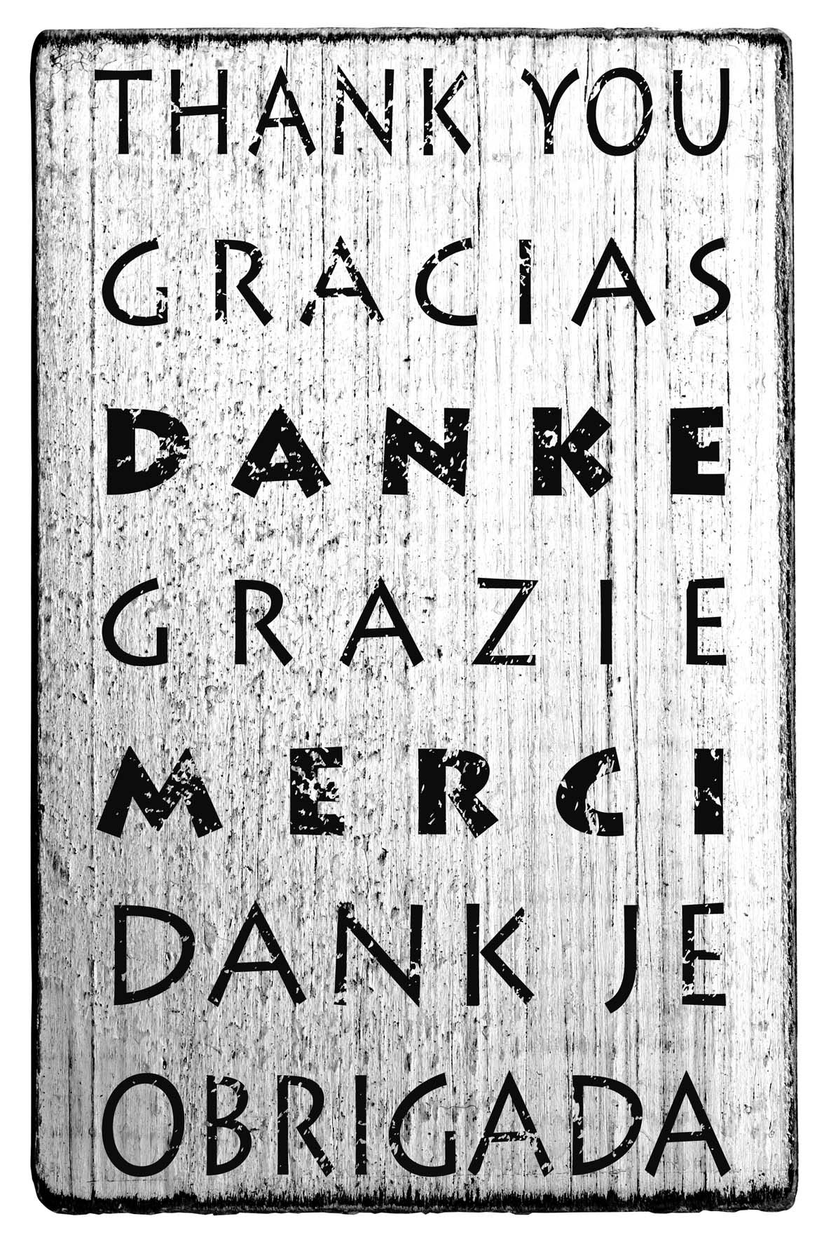 Colop Motivstempel – Thank you Gracias Danke Grazie – Holz, Naturgummi – 70 × 42 mm
