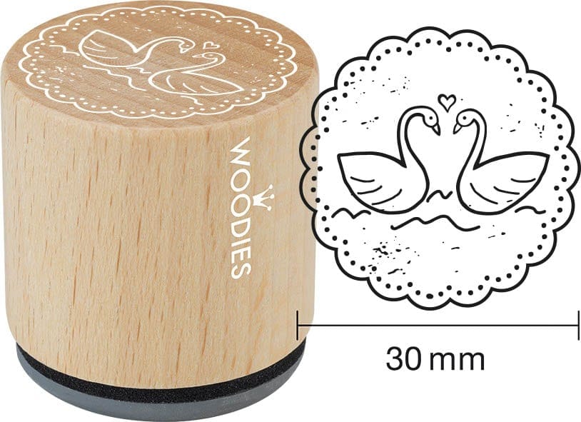 Colop Woodies – Motivstempel, Holz, Motiv Schwäne, Ø 30 mm
