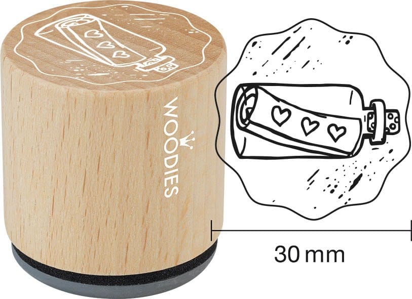 Colop Stempel – Herz-Flaschenpost – Woodies – Buchenholz – Ø 30 mm