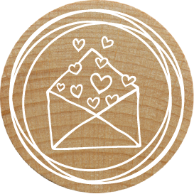 Colop Woodies – Motivstempel, Holz, Motiv Briefumschlag mit Herzen, Ø 30 mm