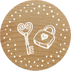 Colop Woodies – Motivstempel, Holz, Motiv Schlüssel & Schloss, Ø 30 mm