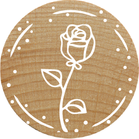 Colop Woodies – Motivstempel, Holz, Rosenmotiv, Ø 30 mm