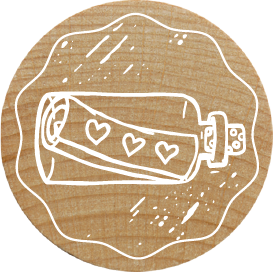 Colop Stempel – Herz-Flaschenpost – Woodies – Buchenholz – Ø 30 mm