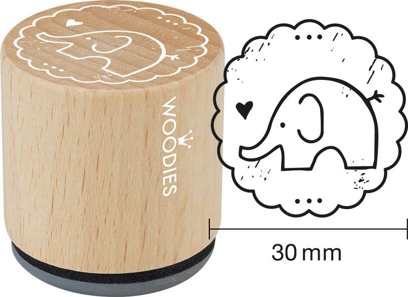 Colop Motivstempel – Elefant – Buchenholz und Naturgummi – Ø 34 × 35 mm