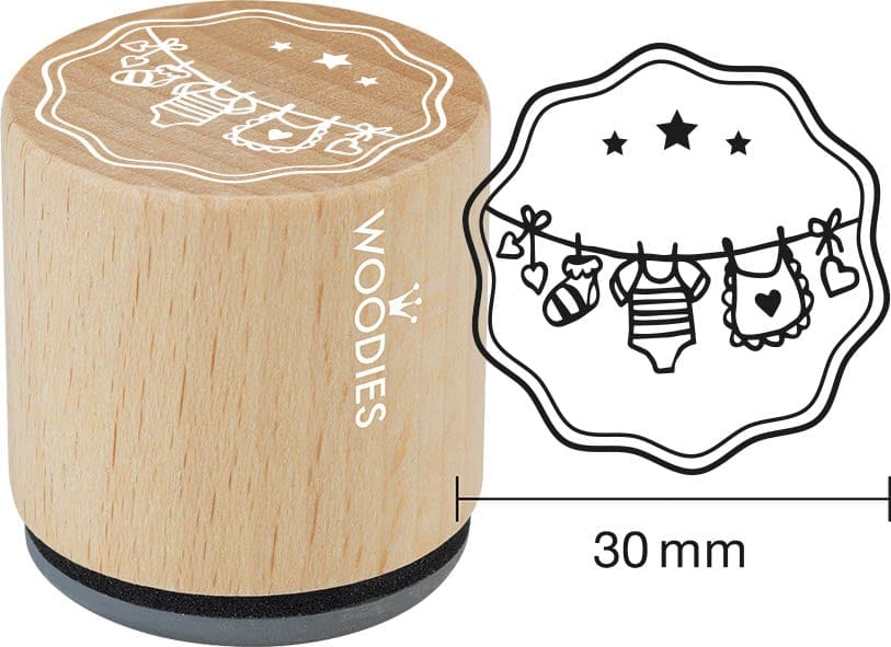 Colop Stempel-Set – Woodies Display Baby – 25 Stempel, 5 Stempelkissen – Holz