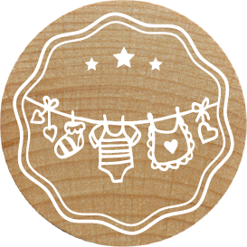 Colop Woodies – Motivstempel, Buchenholz, Motiv Wäscheleine, Ø 34 mm