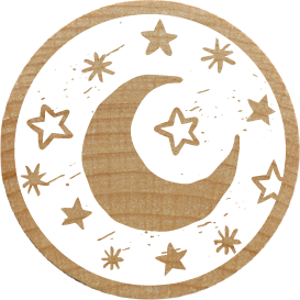 Colop Holzstempel Woodies, Mond und Sterne, Ø 30 mm