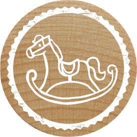 Colop Stempel – Schaukelpferd – Buchenholz, Naturgummi – Ø 34 × 35 mm